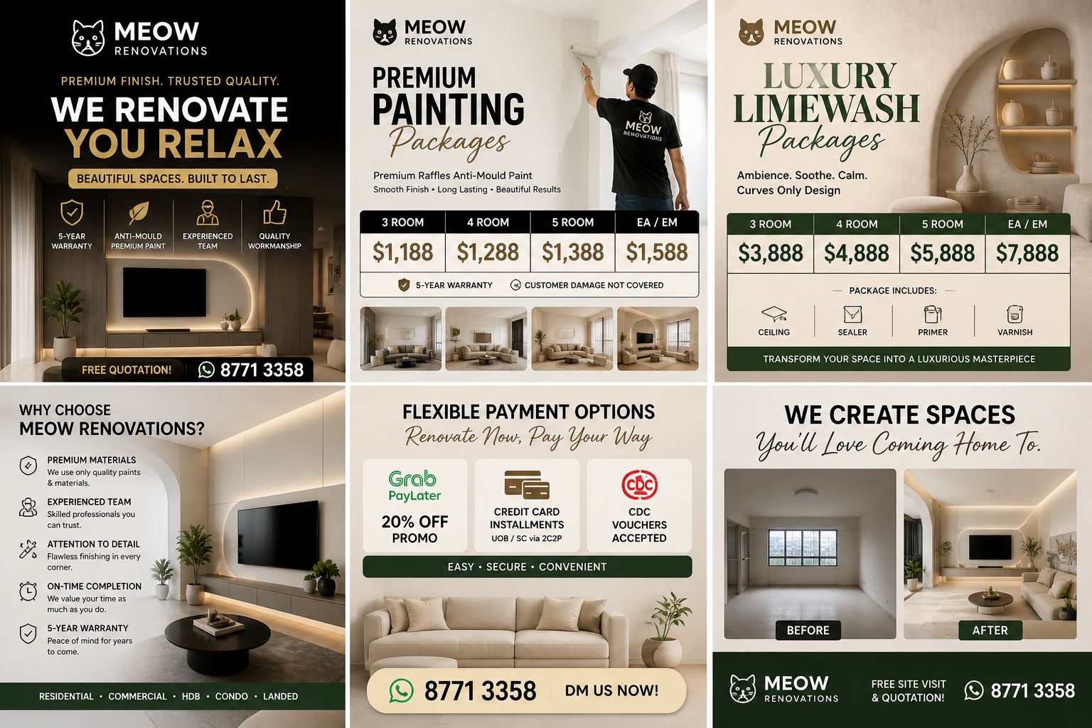 Meow Renovations – Premium painting and limewash for Singapore HDB homes